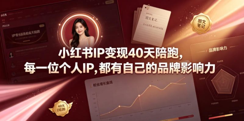 小红书IP变现40天陪跑，每一位个人IP，都有自己的品牌影响力|云雀资源分享