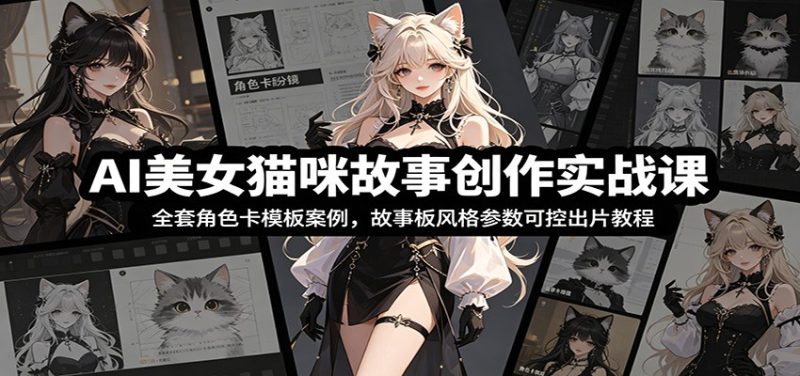 AI美女猫咪故事创作实战课:全套角色卡模板案例,故事板风格参数可控出片教程|云雀资源分享