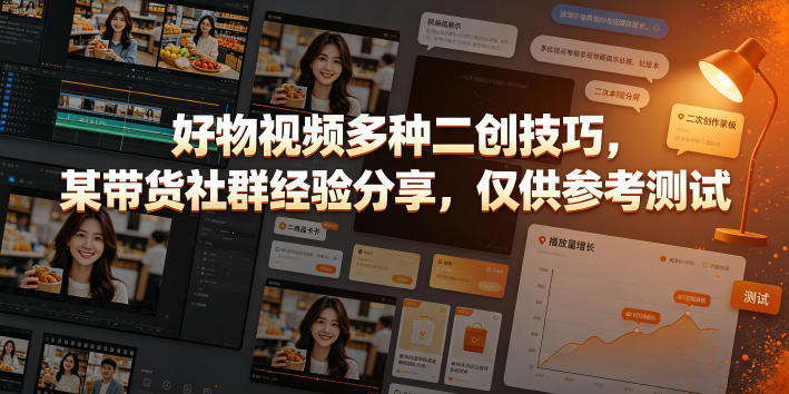 好物视频多种二创技巧，某带货社群经验分享，仅供参考测试|云雀资源分享
