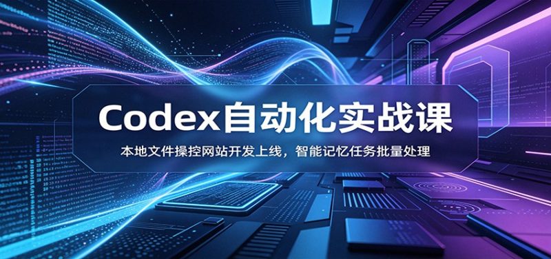 Codex自动化实战课:本地文件操控网站开发上线,智能记忆任务批量处理|云雀资源分享