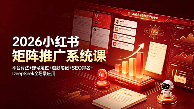 2026小红书矩阵推广系统课:平台算法+账号定位+爆款笔记+SEO排名+DeepSeek全场景应用|云雀资源分享