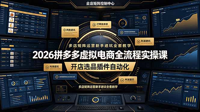 2026拼多多虚拟电商全流程实操课,开店选品插件自动化,多店矩阵运营新手避坑全套教学|云雀资源分享