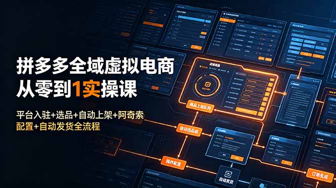 拼多多全域虚拟电商从零到1实操课：平台入驻+选品+自动上架+阿奇索配置+自动发货全流程|云雀资源分享