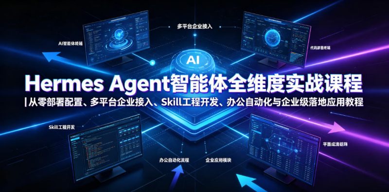 Hermes Agent智能体全维度实战课程｜从零部署配置、多平台企业接入、Skill工程开发、办公自动化与企业级落地应用教程|云雀资源分享