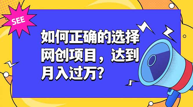 如何正确的选择网创项目,达到月入过万?,本课程教你正确选择项目。|云雀资源分享