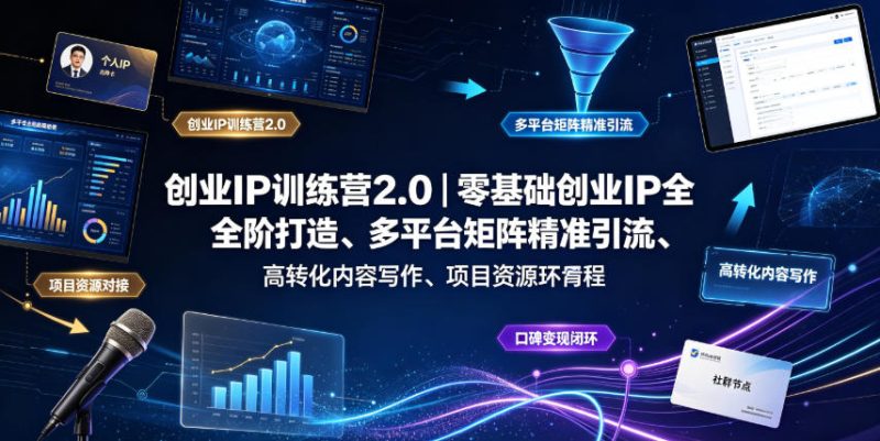 创业IP训练营2.0｜零基础创业IP全阶打造、多平台矩阵精准引流、高转化内容写作、项目资源对接与口碑变现闭环课程|云雀资源分享
