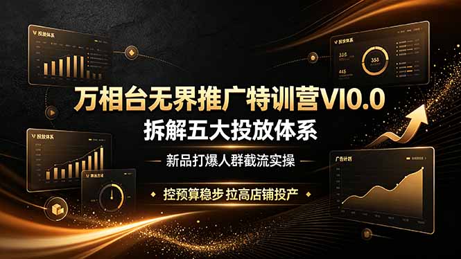 万相台无界推广特训营VI0.0,拆解五大投放体系,新品打爆人群截流实操,控预算稳步拉高店铺投产|云雀资源分享