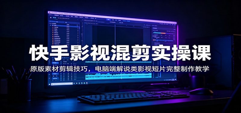 快手影视混剪实操课:原版素材剪辑技巧,电脑端解说类影视短片完整制作教学|云雀资源分享