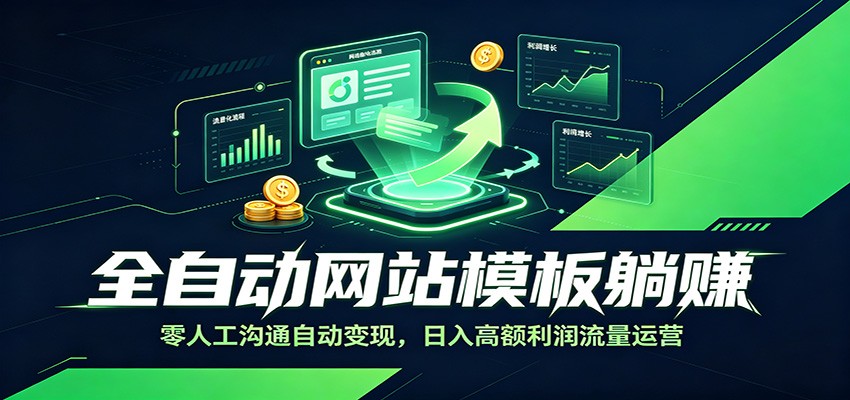 全自动网站模板躺赚:零人工沟通自动变现,日入高额利润流量运营|云雀资源分享