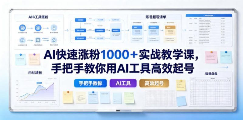 AI快速涨粉1000＋实战教学课，手把手教你用AI工具高效起号|云雀资源分享