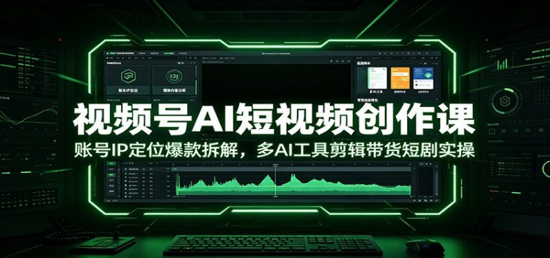 视频号AI短视频创作课:账号IP定位爆款拆解,多AI工具剪辑带货短剧实操|云雀资源分享