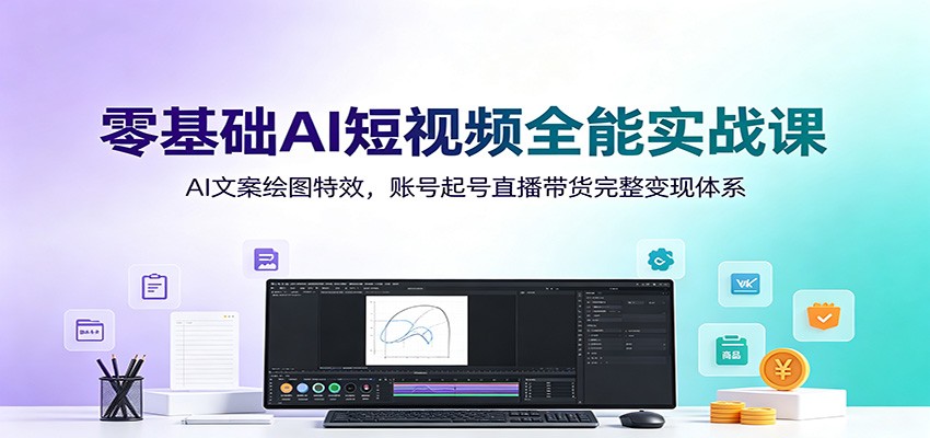零基础AI短视频全能实战课:AI文案绘图特效,账号起号直播带货完整变现体系|云雀资源分享