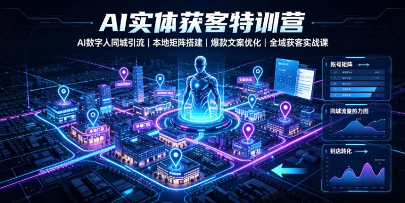AI实体获客特训营｜AI数字人同城引流、本地矩阵搭建、爆款文案优化全域获客实战课|云雀资源分享