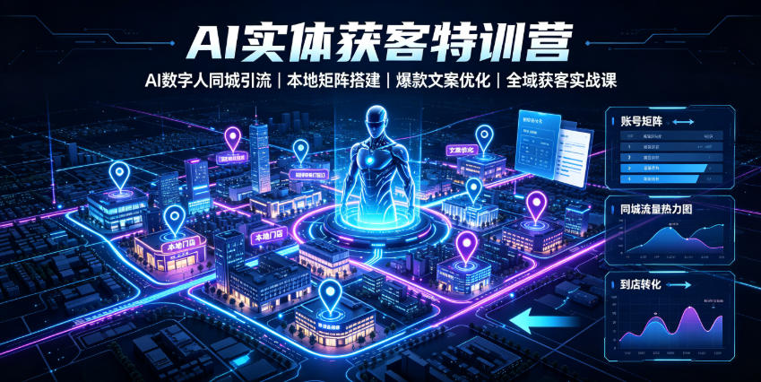 AI实体获客特训营｜AI数字人同城引流、本地矩阵搭建、爆款文案优化全域获客实战课|云雀资源分享