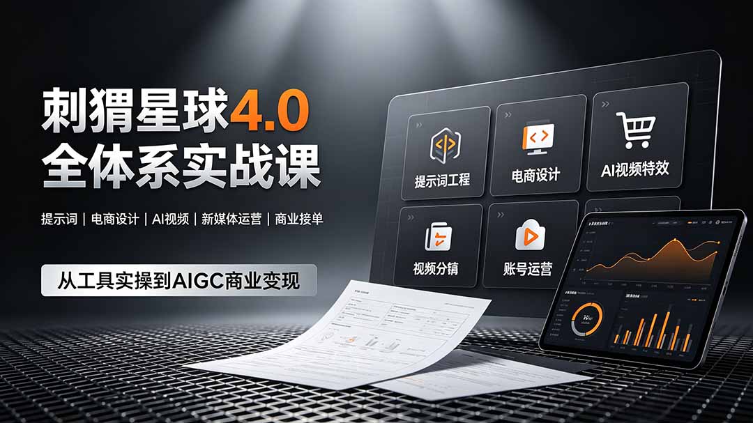 刺猬星球4.0全体系实战课,覆盖提示词工程、电商设计、AI视频特效与新媒体运营,一站式掌握AIGC商业核心技能|云雀资源分享