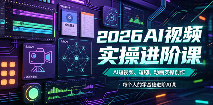 2026AI视频实操进阶课，AI短视频、短剧、动画实操创作，每个人的零基础进阶ai课|云雀资源分享