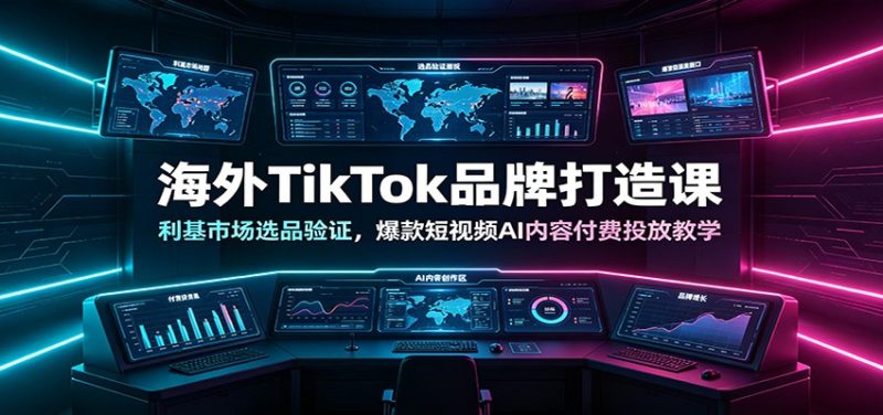 海外TikTok品牌打造课:利基市场选品验证,爆款短视频AI内容付费投放教学|云雀资源分享