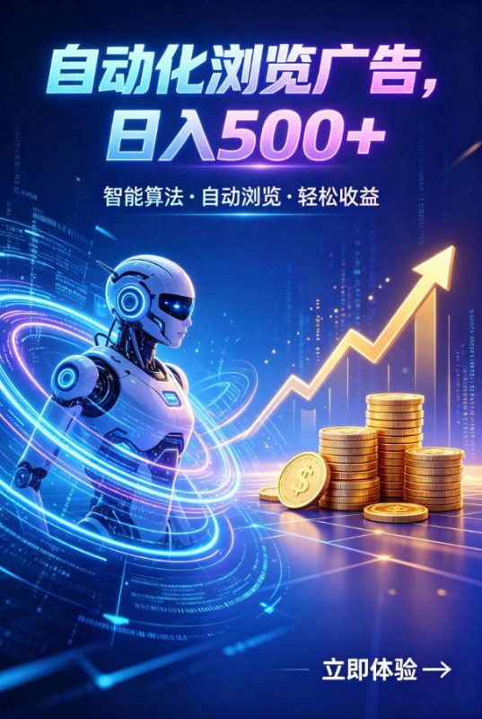 广告自动浏览项目，低投入长期收益全自动广告刷量，轻资产线上小项目【揭秘】|云雀资源分享