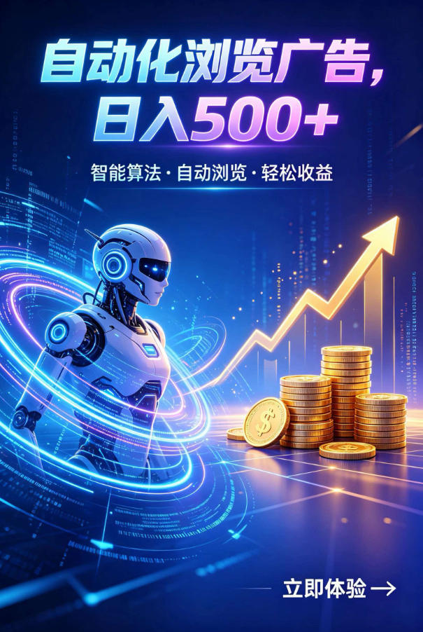 广告自动浏览项目，低投入长期收益全自动广告刷量，轻资产线上小项目【揭秘】|云雀资源分享