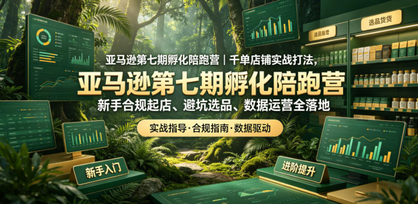 亚马逊孵化陪跑营｜千单店铺实战打法，新手合规起店、避坑选品、数据运营全落地(更新0708)|云雀资源分享