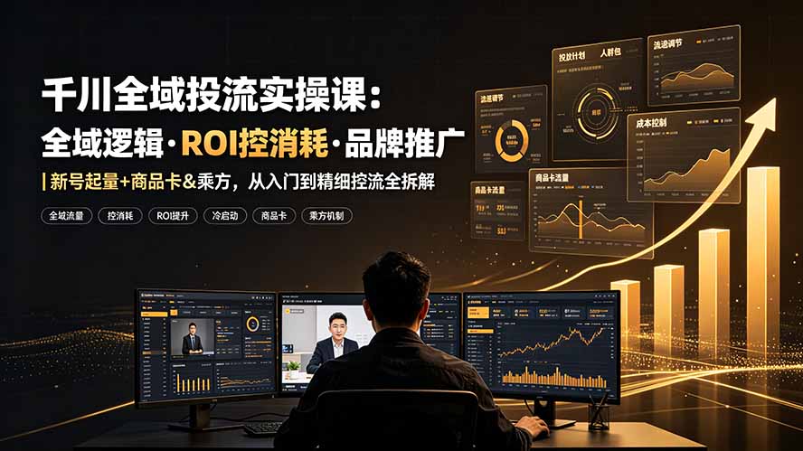 千川全域投流实操课:全域逻辑·ROI控消耗·品牌推广|新号起量+商品卡&乘方,从入门到精细控流全拆解|云雀资源分享