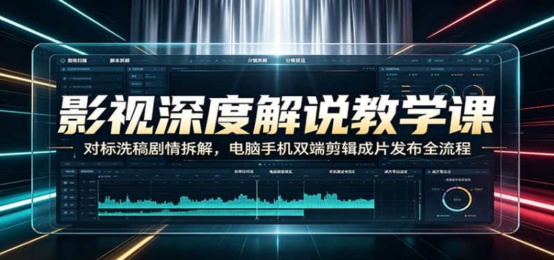 影视深度解说教学课:对标洗稿剧情拆解,电脑手机双端剪辑成片发布全流程|云雀资源分享