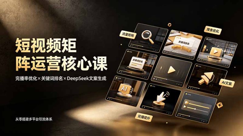 短视频矩阵运营核心课:完播率优化×关键词排名×DeepSeek文案生成,从零搭建多平台引流体系|云雀资源分享