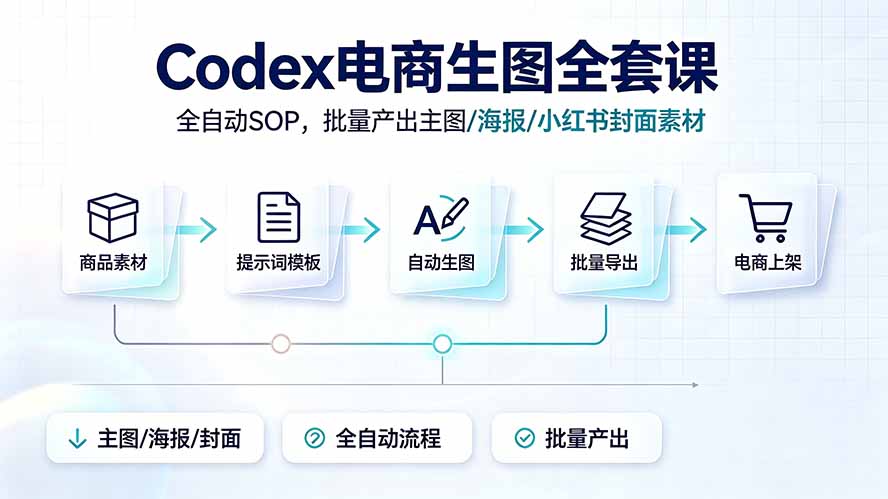 Codex电商生图全套课｜全自动SOP，批量产出主图/海报/小红书封面素材|云雀资源分享