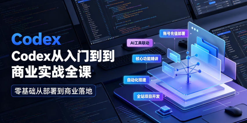 Codex从入门到商业实战全课｜账号充值部署、AI工具联动、核心功能精讲、自动化搭建、全站项目开发零基础教程|云雀资源分享