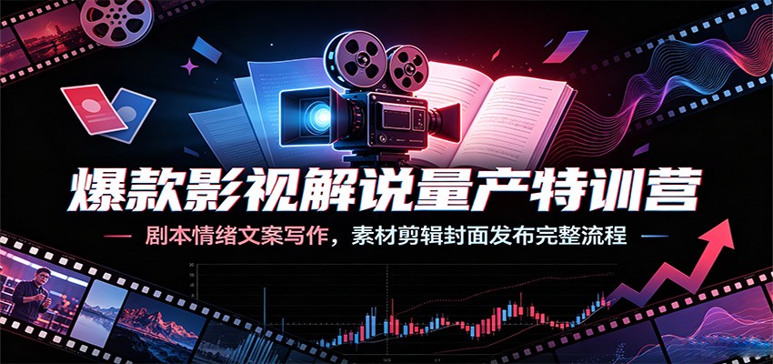 爆款影视解说量产特训营:剧本情绪文案写作,素材剪辑封面发布完整流程|云雀资源分享