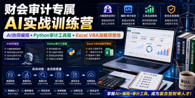 财会审计专属AI实战训练营｜AI协同编程+Python审计工具箱+Excel VBA加载项落地(更新0710)|云雀资源分享