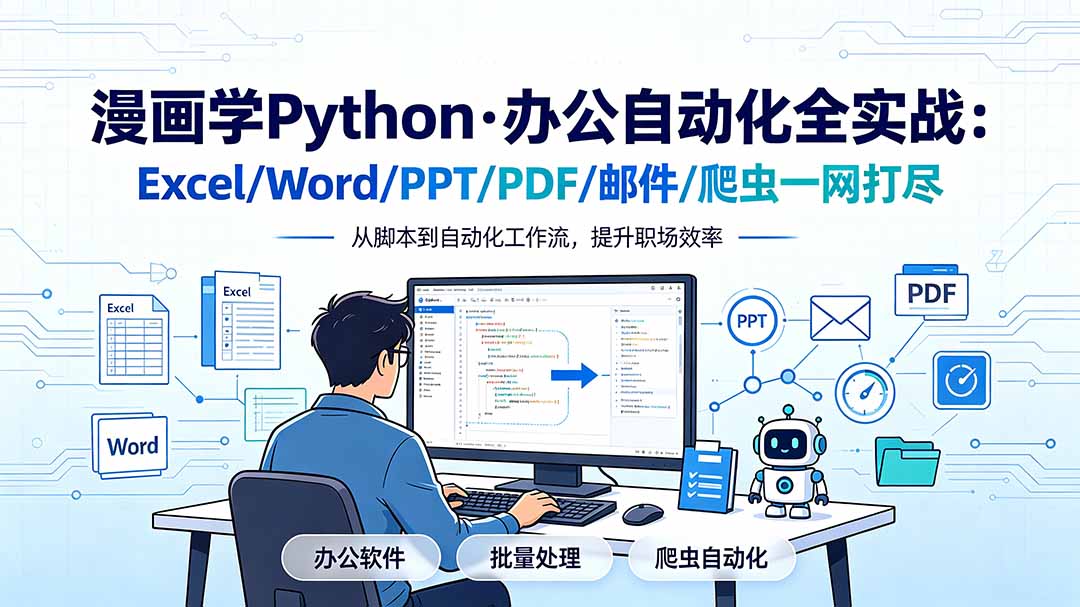 漫画学Python·办公自动化全实战:Excel/Word/PPT/PDF/邮件/爬虫一网打尽|云雀资源分享