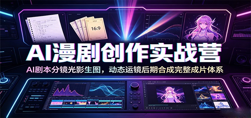 AI漫剧创作实战营:AI剧本分镜光影生图,动态运镜后期合成完整成片体系|云雀资源分享