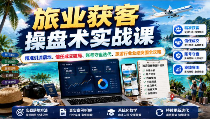 旅业获客操盘术实战课｜精准引流落地、信任成交破局、账号守盘迭代、旅游行业业绩突围全攻略|云雀资源分享
