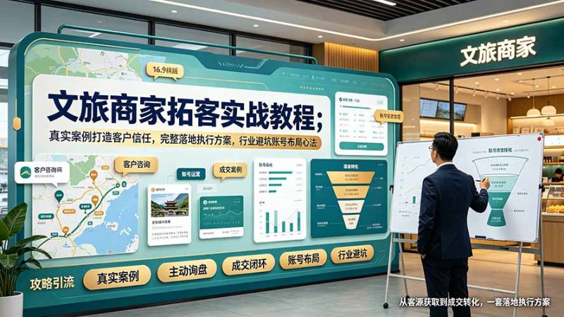 文旅商家拓客实战教程;真实案例打造客户信任,完整落地执行方案,行业避坑账号布局心法|云雀资源分享