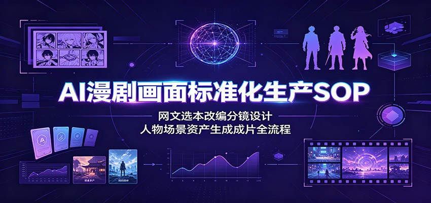 AI漫剧画面标准化生产SOP:网文选本改编分镜设计,人物场景资产生成成片全流程|云雀资源分享