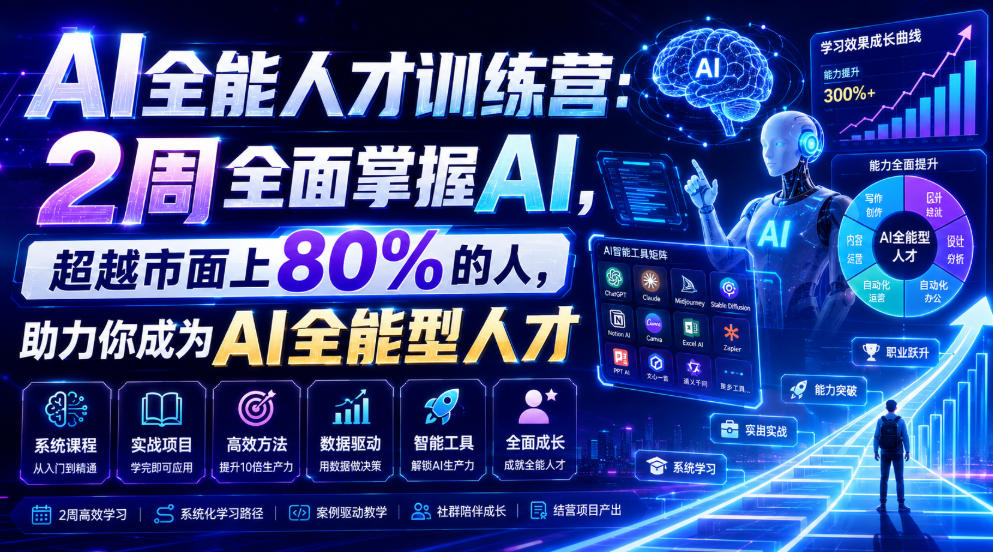 AI全能人才训练营：2周全面掌握AI，超越市面上80%的人，助力你成为AI全能型人才|云雀资源分享