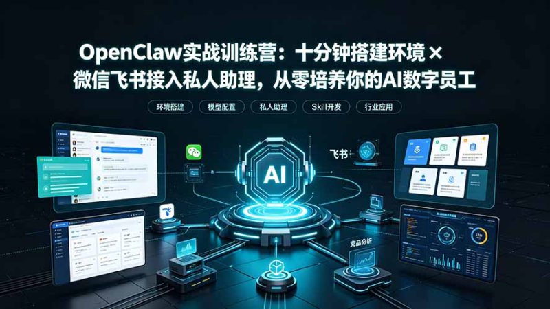 OpenClaw实战特训营:十分钟搭建环境×微信飞书接入私人助理,从零培养你的AI数字员工|云雀资源分享