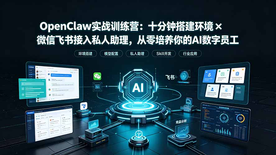 OpenClaw实战特训营:十分钟搭建环境×微信飞书接入私人助理,从零培养你的AI数字员工|云雀资源分享