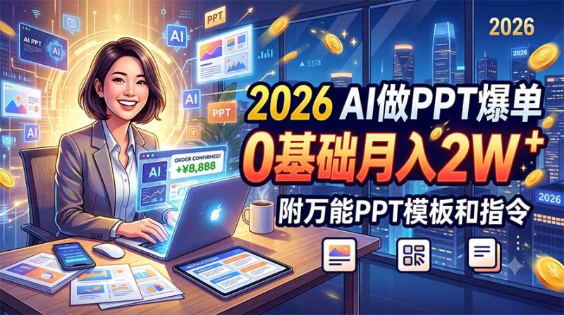 2026 AI做PPT爆单,0基础月入2W,附万能PPT模板和指令|云雀资源分享