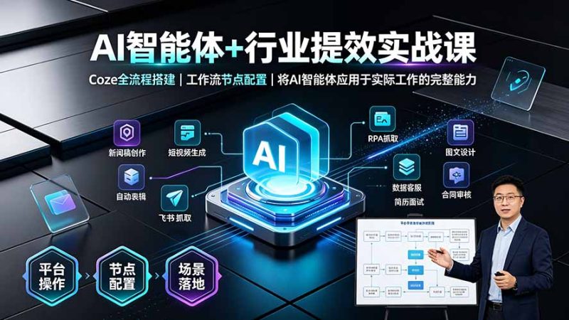 AI智能体+行业提效实战课·Coze全流程搭建|工作流节点配置|将AI智能体应用于实际工作的完整能力|云雀资源分享