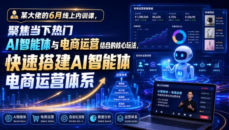 某大佬的6月线上内训课,聚焦当下热门AI智能体与电商运营结合的核心玩法,快速搭建AI智能体电商运营体系|云雀资源分享