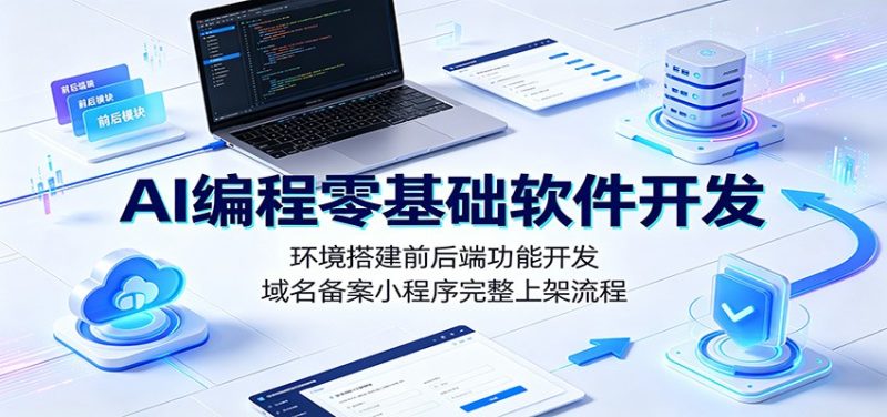 AI编程零基础软件开发:环境搭建前后端功能开发,域名备案小程序完整上架流程|云雀资源分享