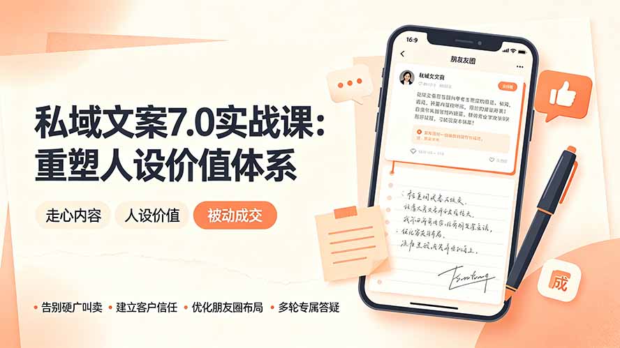 私域文案实战课7.0:重塑人设价值体系|-告别硬广推销×走心内容×自我价值塑造,实现被动成交|云雀资源分享