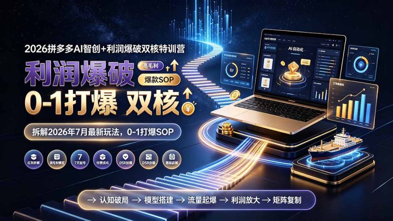 2026拼多多AI智创+利润爆破双核特训营-拆解2026年7月最新玩法,0-1打爆SOP|云雀资源分享