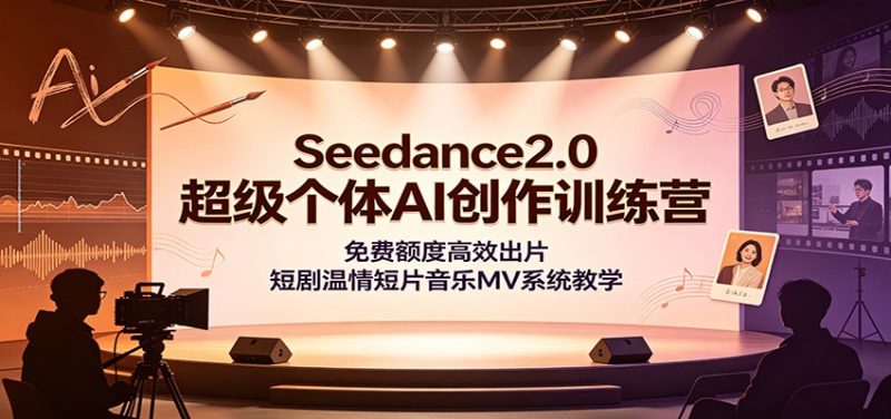 Seedance2.0超级个体AI创作训练营:免费额度高效出片,短剧温情短片音乐MV系统教学|云雀资源分享