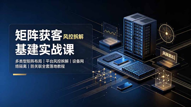 矩阵获客基建实战课:多类型矩阵布局|平台风控拆解|设备网络隔离|防关联全套落地教程|云雀资源分享