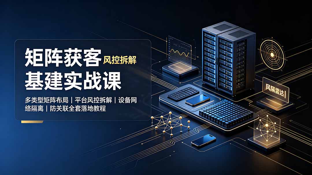 矩阵获客基建实战课:多类型矩阵布局|平台风控拆解|设备网络隔离|防关联全套落地教程|云雀资源分享