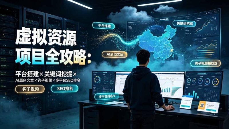 虚拟资源项目全攻略:平台搭建×关键词挖掘×AI原创文章×钩子视频×多平台SEO排名|云雀资源分享