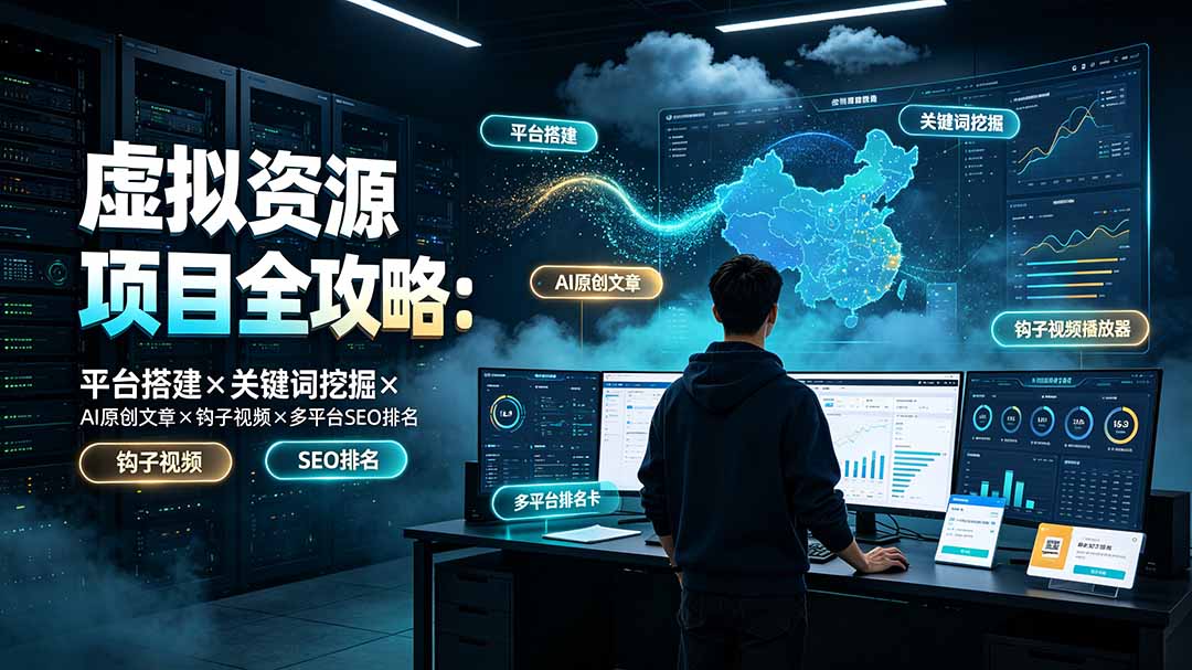 虚拟资源项目全攻略:平台搭建×关键词挖掘×AI原创文章×钩子视频×多平台SEO排名|云雀资源分享